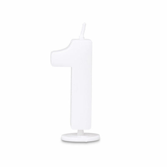 Städter candles number 1, with holder, number, birthday candles, cake candles, birthday, candle, white, 4.5 cm, 910683