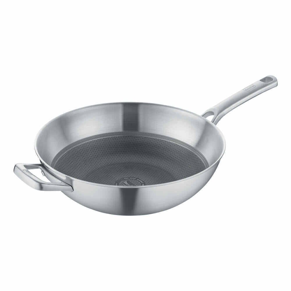 Berndes Tricion Resist wok pan with lid, wok, 3-layer material, silver, 32 cm, 099219