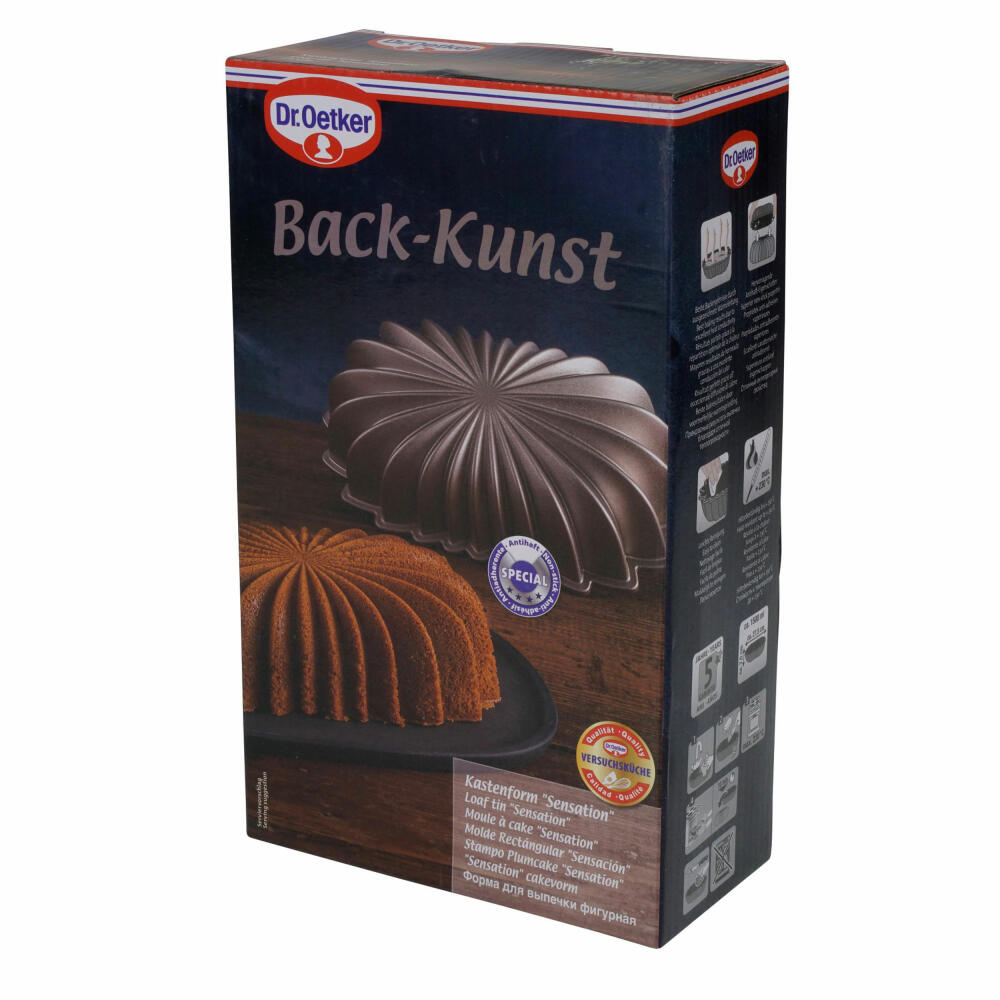 Dr. Oetker Kastenform Sensation, Back-Kunst, Backform, 16.5 x 28 cm, Aluminiumguss, Creme-Metallic, 2554