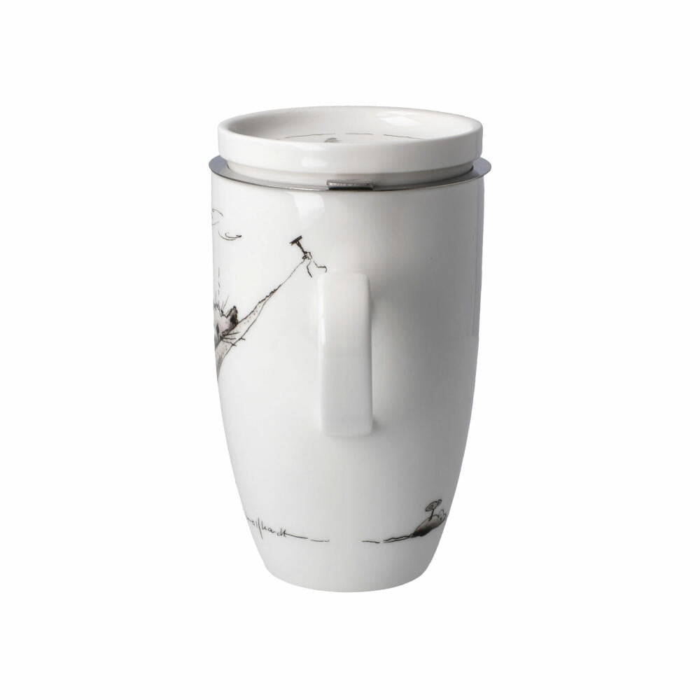 Goebel Teetasse mit Deckel und Sieb Peter Schnellhardt - Mittagspause, Becher, Fine Bone China, Bunt, 450 ml, 26500271