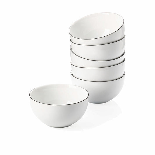 Rosenthal Cucina-Basic Schüsselset 6-tlg., Schalen mit Farbrand, Porzellan, Colori Black, 42100-671167-28444