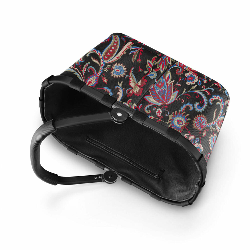 reisenthel carrybag, Einkaufskorb, Picknickkorb, Tragetasche, Frame Paisley Black, 22 L, BK7063