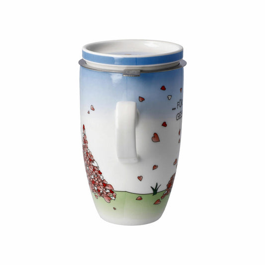 Goebel Teetasse mit Deckel und Sieb Der kleine Yogi - Für Dich gesammelt, Becher, Fine Bone China, Bunt, 450 ml, 54102821