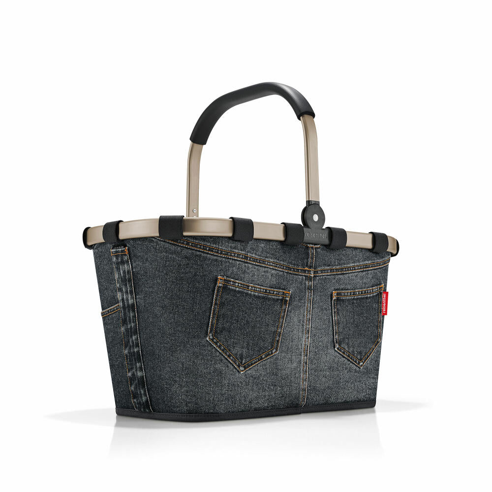 reisenthel carrybag, Einkaufskorb, Korb, Picknickkorb, Tragetasche, Jeansmaterial, Frame Jeans Dark Grey, 22 L, BK1034