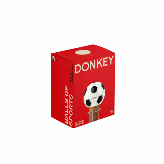 Donkey Products Bottle Stopper Football, Bottle Cork, Stopper, Porcelain, Cork, Black and White, 200630