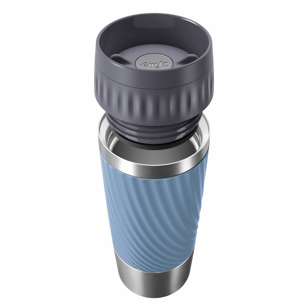 Emsa TRAVEL MUG EASY TWIST insulated mug, coffee mug, mug, coffee to go mug, stainless steel/silicone, aqua blue, 360 ml, N2011800