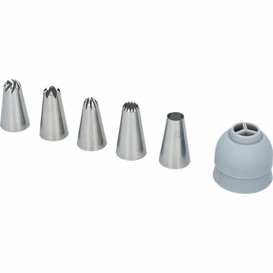 Birkmann Bakers Best 3-chamber piping bag set, 7 pieces, piping nozzles, stainless steel nozzles, 424258