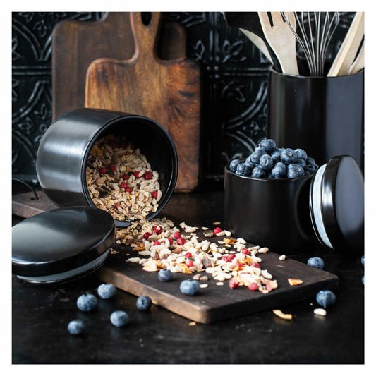 Maxwell & Williams Epicurious Vorratsdosen, 3er Set, Aufbewahrungsdose, Porzellan, Schwarz, 600 ml, IA0055