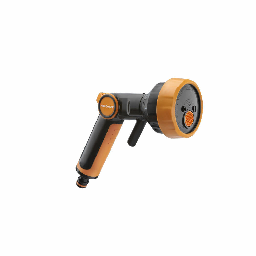 Fiskars Spray Gun with 4 Functions, Hose Nozzle, Garden Sprayer, Plastic, Black, Orange, 1020446