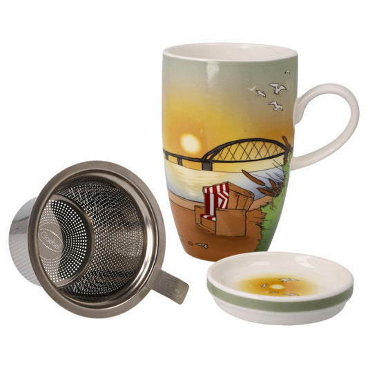 Goebel Teetasse mit Deckel und Sieb Seaview, Scandic Home, Fine Bone China, Bunt, 0.45 L, 23102191