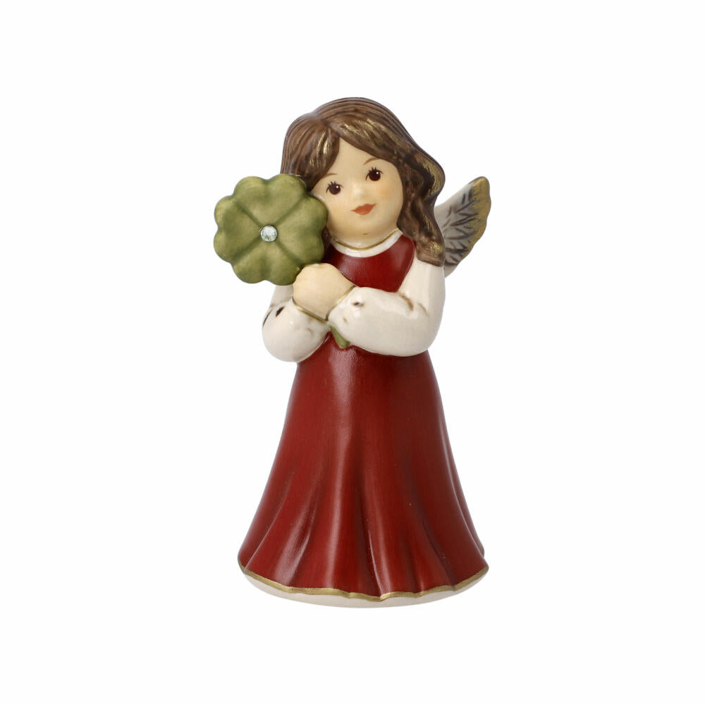 Goebel Angel Good Luck, Decorative Figure, Christmas, Stoneware, Bordeaux, 9 cm, 41654291