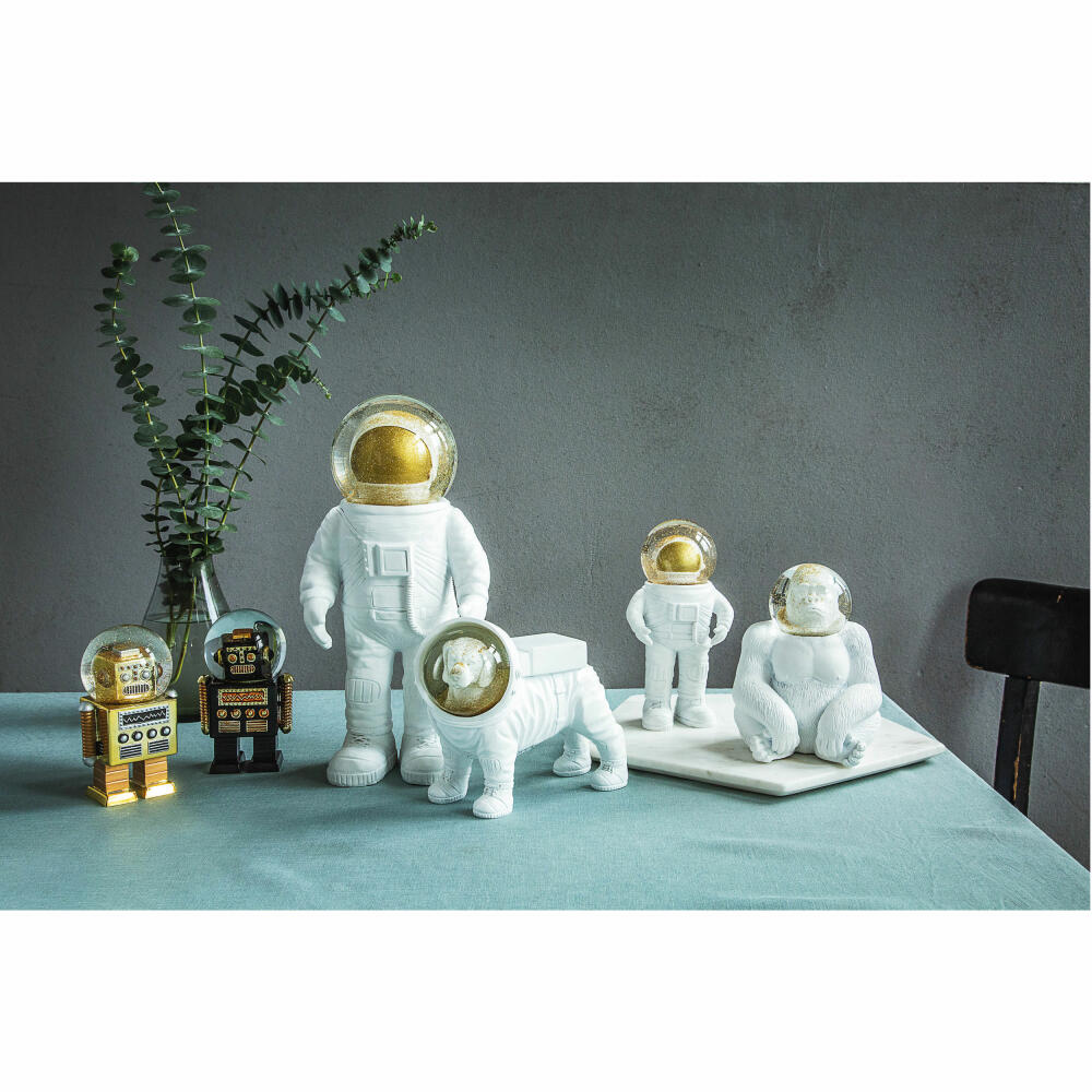 Donkey Products Summerglobe The Gorilla, glitter ball, decorative ball, ball for decoration, glass / polyresin, white / gold, H 15 cm, 330450