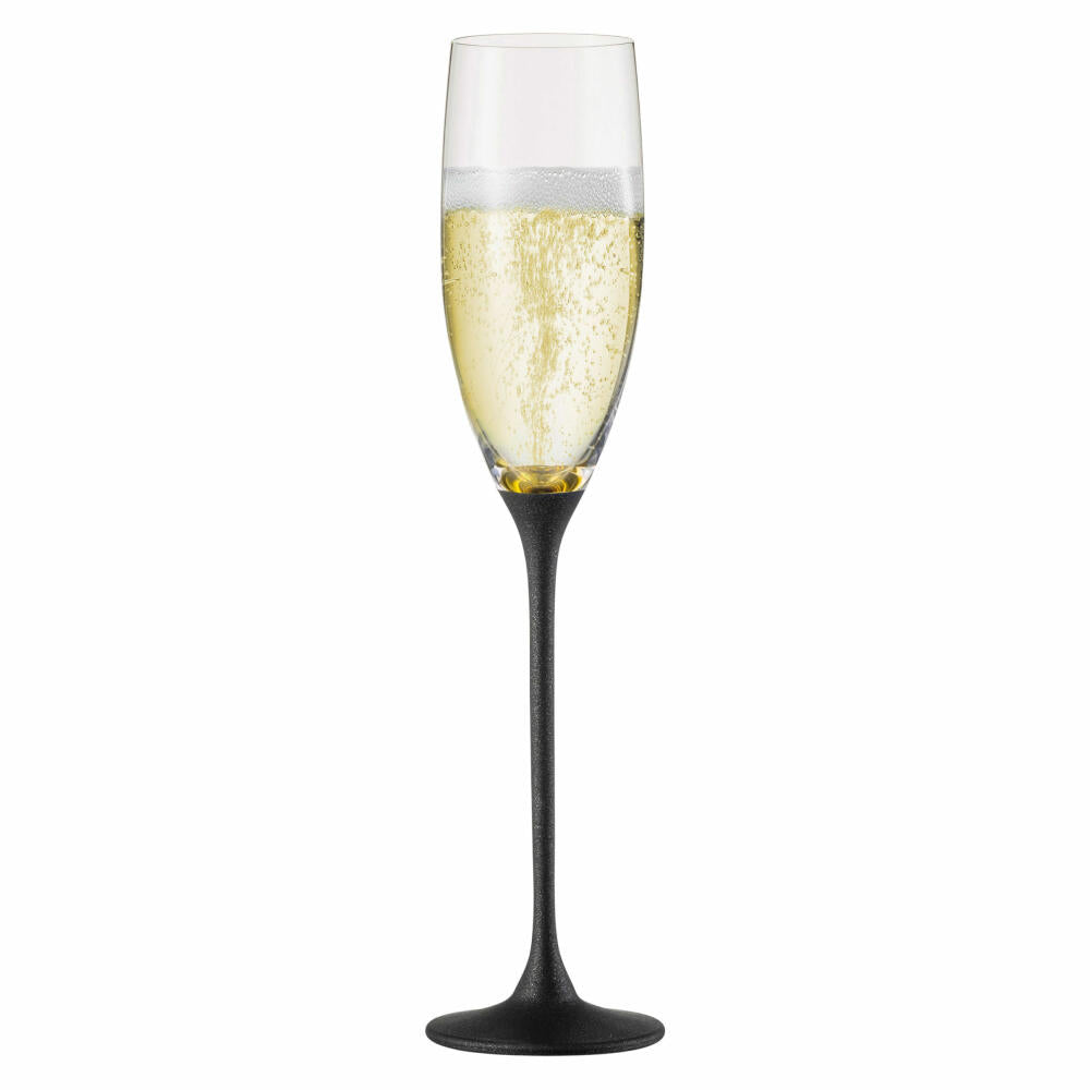 Eisch Sektglas 2er Set GS Champagner Exklusiv, Sektkelch, Sektflöte, Kristallglas, Gold, Schwarz, 180 ml, 47750078