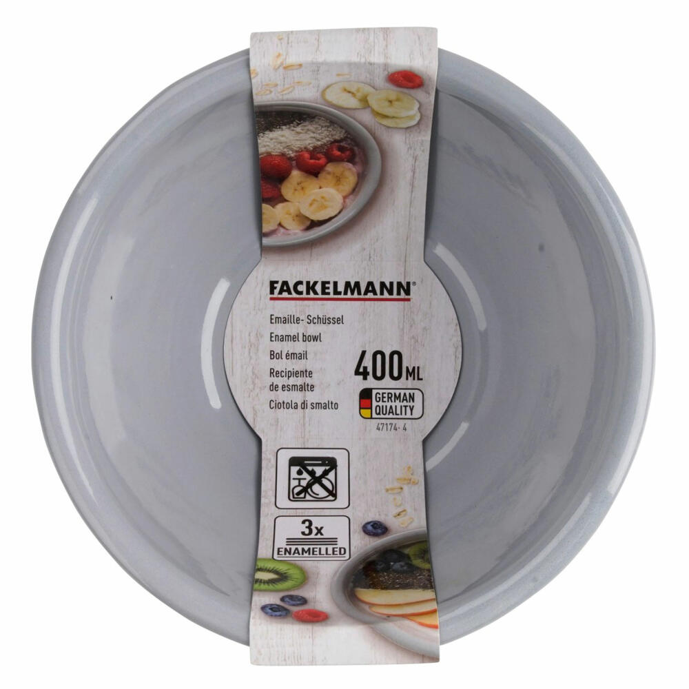 Fackelmann Schüssel Breakfast klein, Schale, Küchenschale, Emaille, grau, 13 x 7 cm, 47174