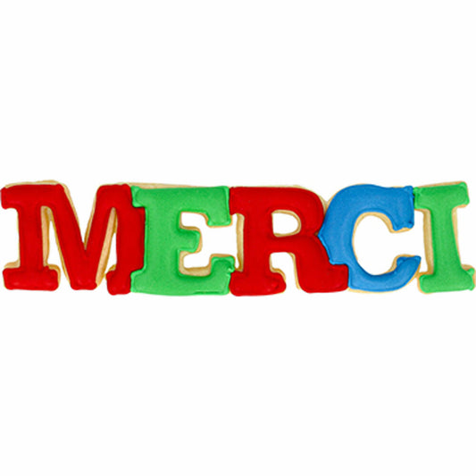 Birkmann Ausstechform Schriftzug Merci, Ausstecher, Plätzchenform, Keks, Plätzchen, Edelstahl, 15 cm, 198876