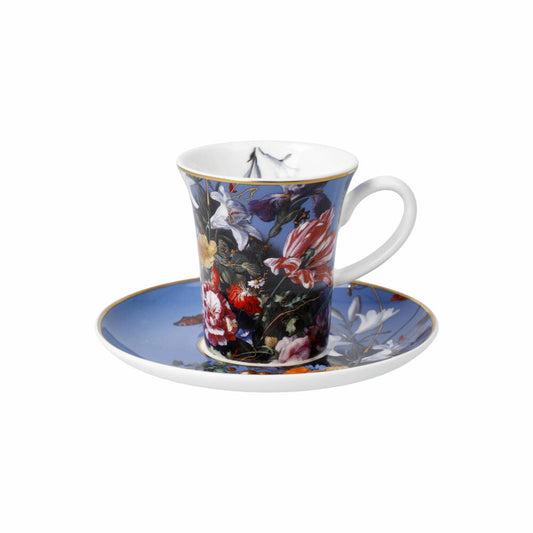 Goebel Espresso Cup Jan Davidsz de Heem - Summer Flowers, with Saucer, Artis Orbis, Fine Bone China, Colorful, 100 ml, 67061601