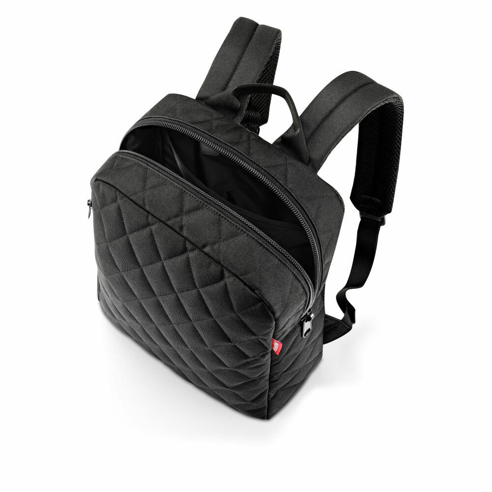 reisenthel classic backpack M, backpack, leisure backpack, hand luggage bag, Rhombus Black, 13 L, CJ7059