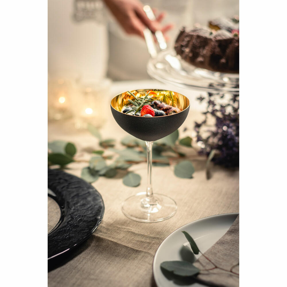 Eisch dessert bowls Cosmo Gold, set of 2, dessert bowl, cocktail bowl, crystal glass, gold / black, 250 ml, 70555181