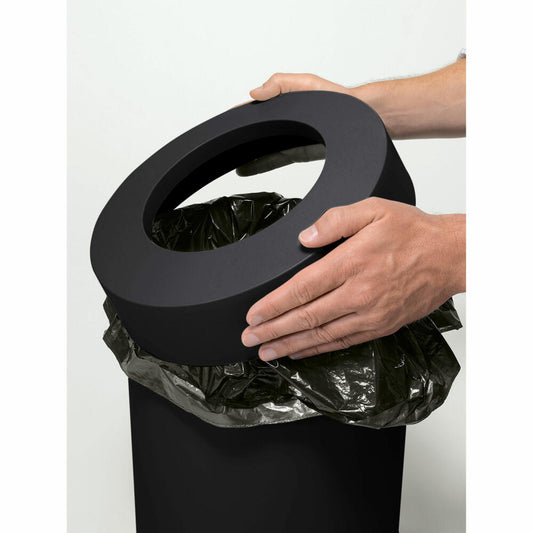 Authentics Midi Cap Wastepaper Basket, Trash can, Dustbin 20 L, Polypropylene, Black Matt, 1026799