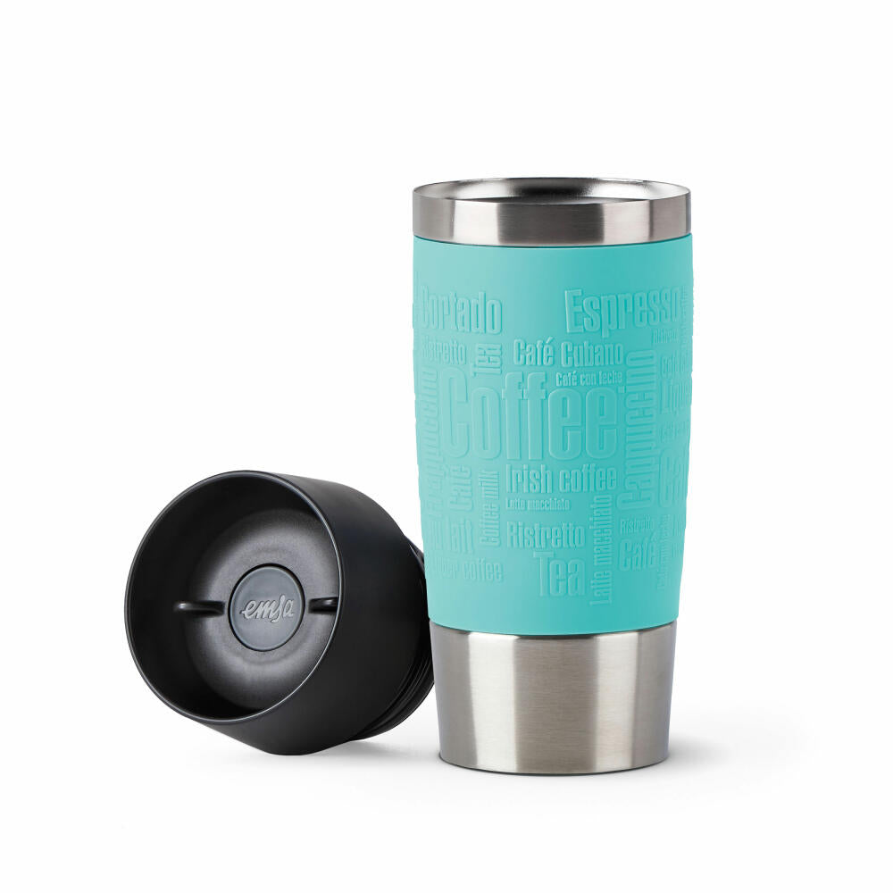 Emsa Isolierbecher Travel Mug, Thermobecher, To-Go-Becher, Edelstahl, Mintgrün, 360 ml, N2012900