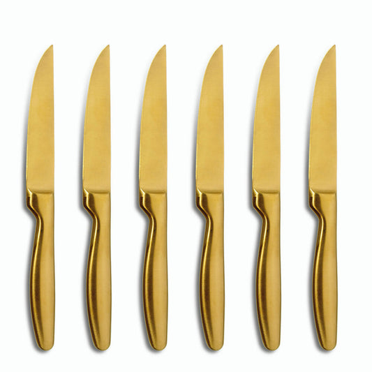 Comas steak knives BOJ Satin Gold set of 6, meat knives with satin finish, stainless steel, PVD coating, 22.1 cm, 7432