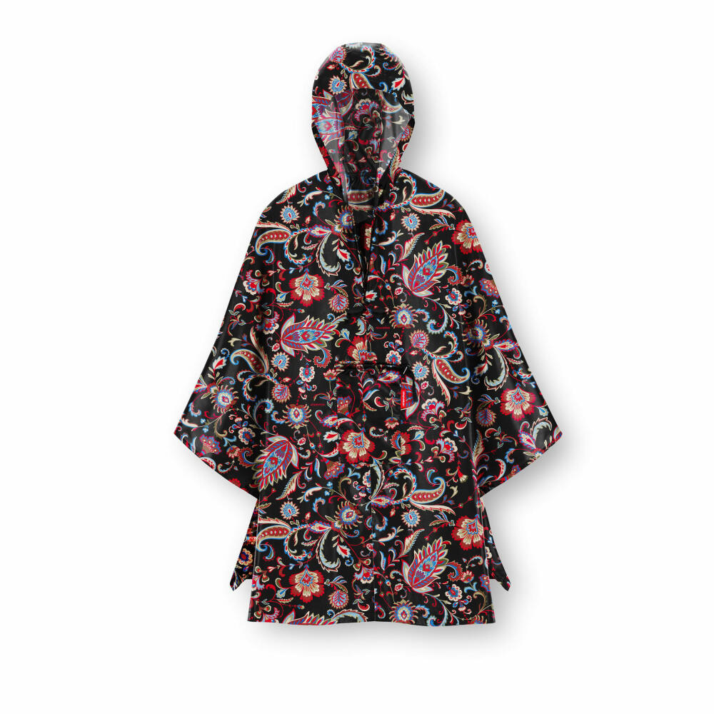 reisenthel mini maxi poncho, faltbarer Regenponcho, Regencape, Regenjacke, Paisley Black, AN7064