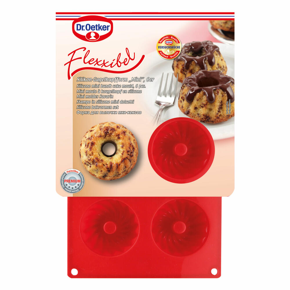 Dr. Oetker Flexxible Silikon-Gugelhupfform Mini 6er, Backform, Platinsilikon, 1270