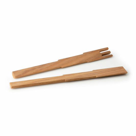 Continenta salad cutlery Pixel, 2-piece, salad cutlery, salad fork, salad spoon, wooden cutlery, oak wood, L 35 cm, 4166