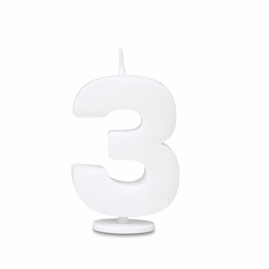 Städter candles number 3, with holder, number, birthday candles, cake candles, birthday, candle, white, 4.5 cm, 910706