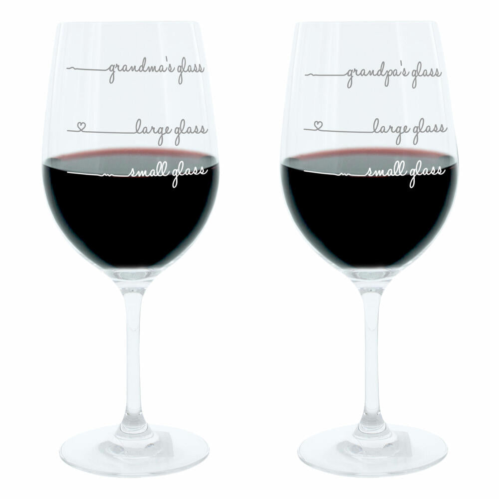 Leonardo Weinglas XL, Grandmas und Grandpas Glass Handwriting, 2er Set, Geschenk Stimmungsglas mit lustiger Gravur, Mood Wein Glas, 610ml