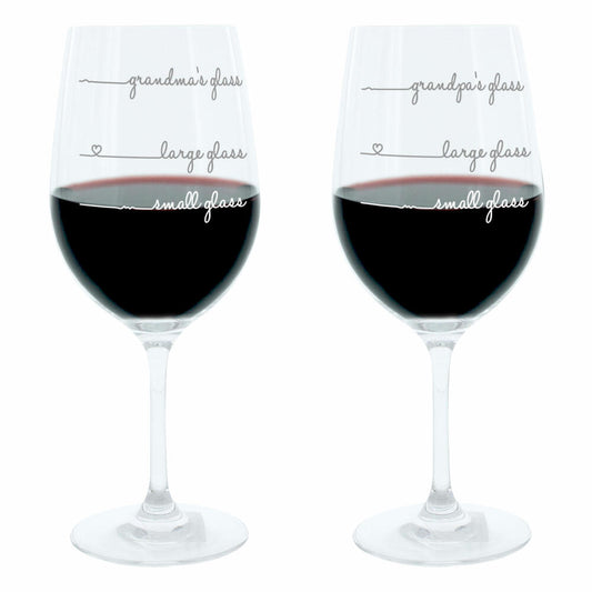 Leonardo Weinglas XL, Grandmas und Grandpas Glass Handwriting, 2er Set, Geschenk Stimmungsglas mit lustiger Gravur, Mood Wein Glas, 610ml