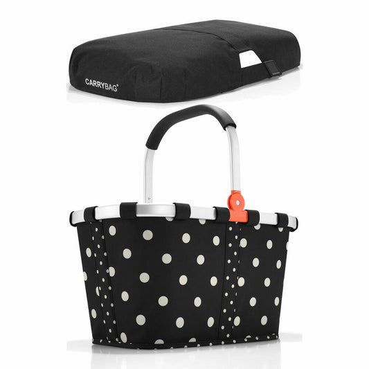 reisenthel carrybag mit cover, 2-tlg., Einkaufskorb, Deckel, Abdeckung, Korb, Polyestergewebe, Mixed Dots / black, 22 L