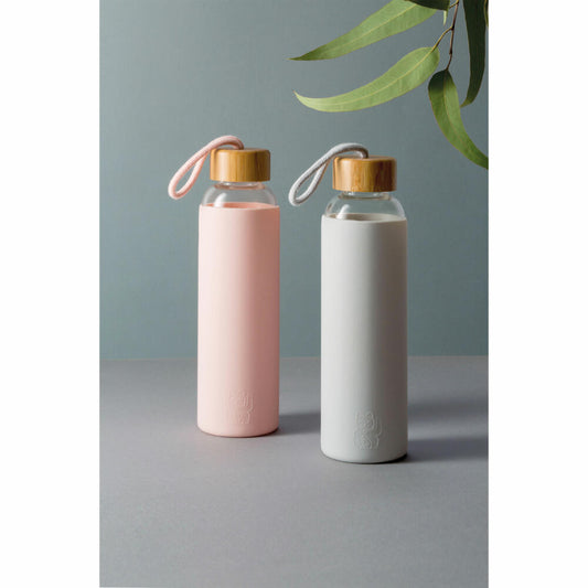 Donkey Products Maneki Neko Trinkflasche, Glasflasche, Wasserflasche, Flasche, Glas, Grau, 500 ml, 210410