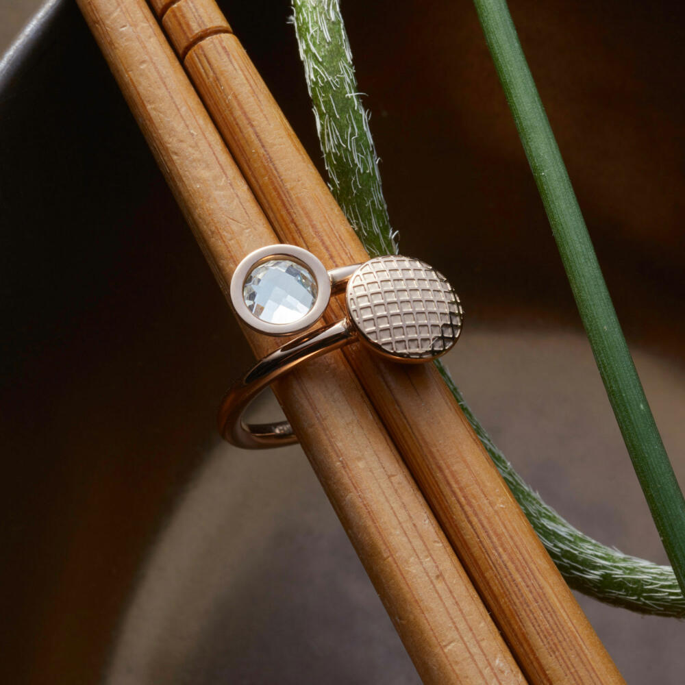 Leonardo Jewels Ring Delicato, finger ring, fashion jewelry, size 19, stainless steel IP rose gold, glass stone, 018364