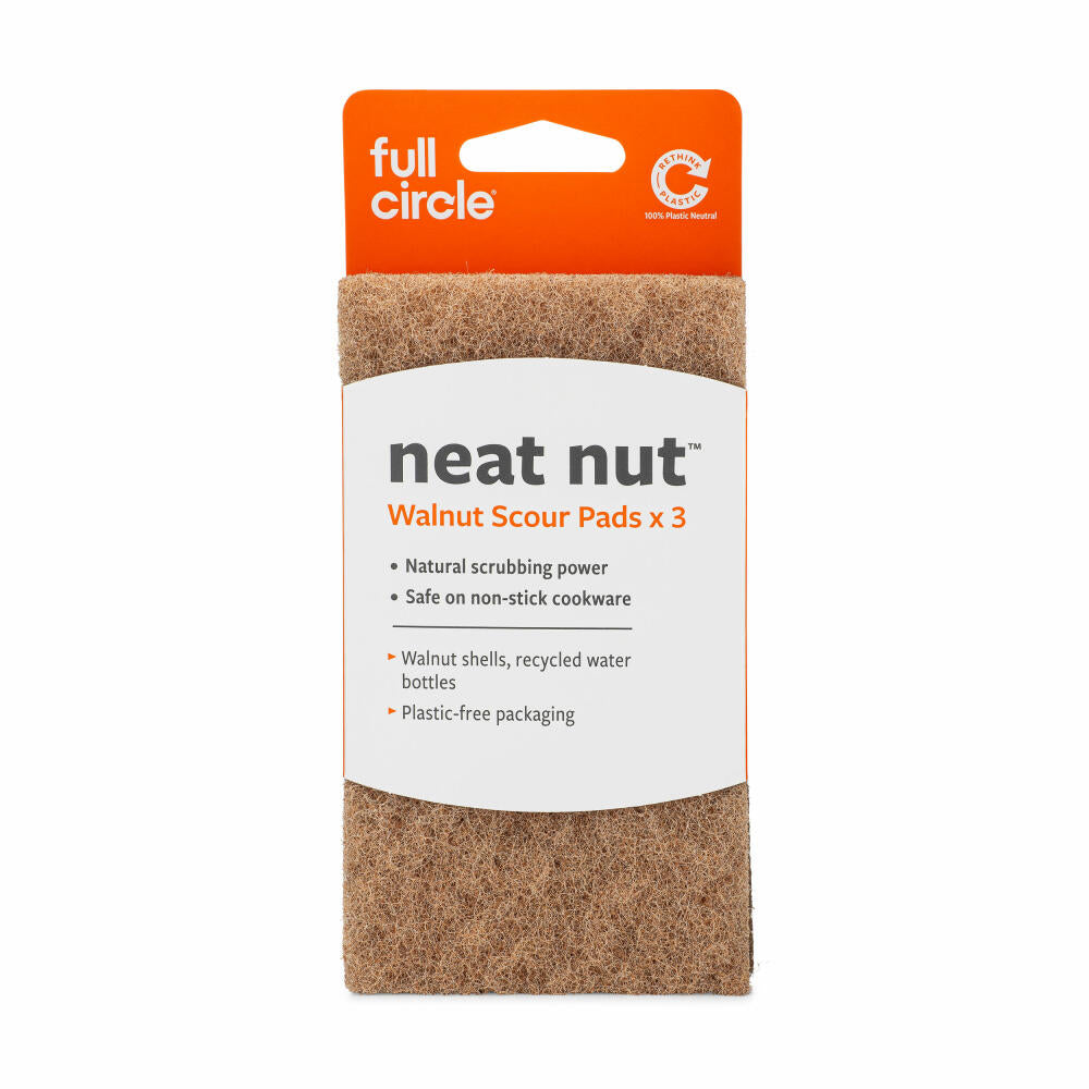 Full Circle Home scouring pad Neat Nut set of 3, dishwashing sponge made from walnut shells, FC13213