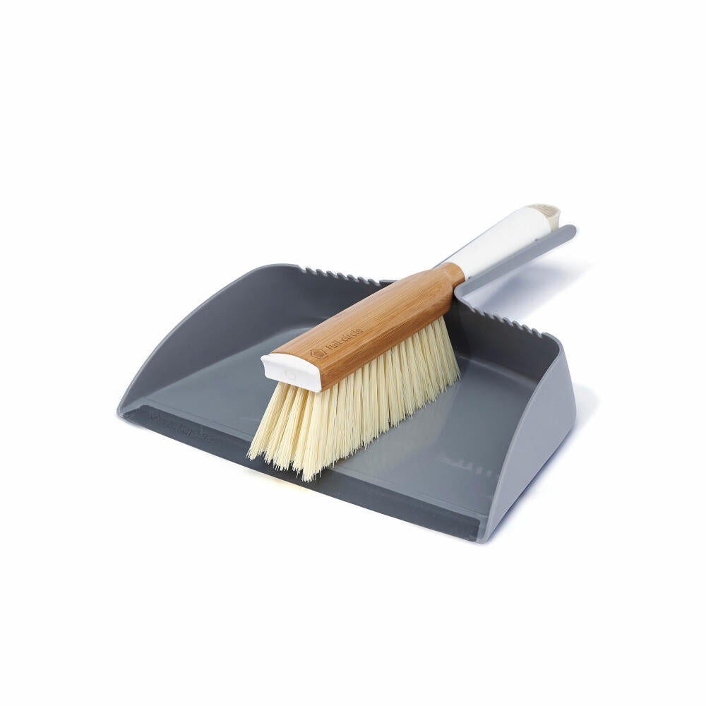 Full Circle Home Cleaning Set Clean Team 2-piece, dustpan and hand brush, bamboo, plastic, white, FC14604W