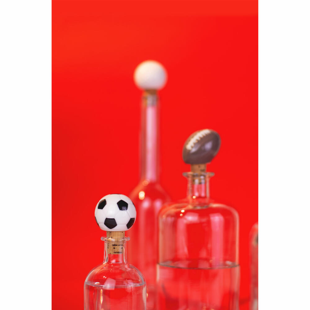 Donkey Products Bottle Stopper Football, Bottle Cork, Stopper, Porcelain, Cork, Black and White, 200630