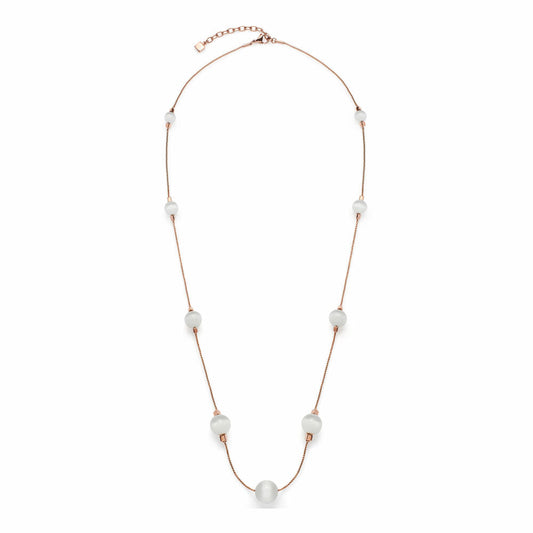 Leonardo Jewels Macari necklace, necklace, jewelry, stainless steel rose gold / glass, white, 80 cm, 016470