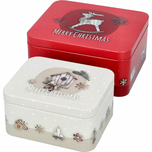 Birkmann cookie tin set Merry Christmas, 2-piece, size S+M, cookie tin, biscuit tin, tinplate, 433502