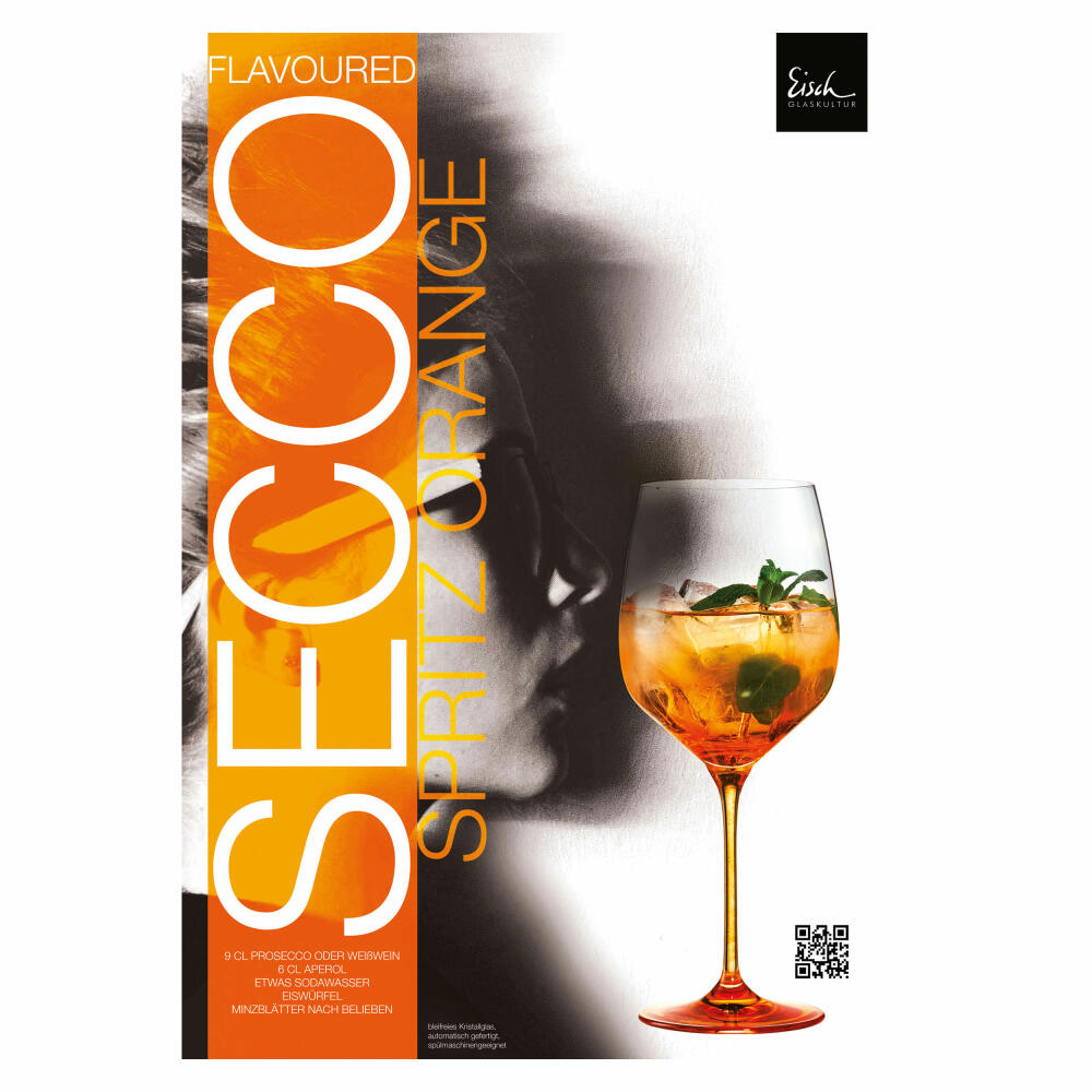 Eisch Spritz Glas 2er Set Secco Flavoured, Aperolglas, Aperitifglas, Kristallglas, Orange, 710 ml, 15053010