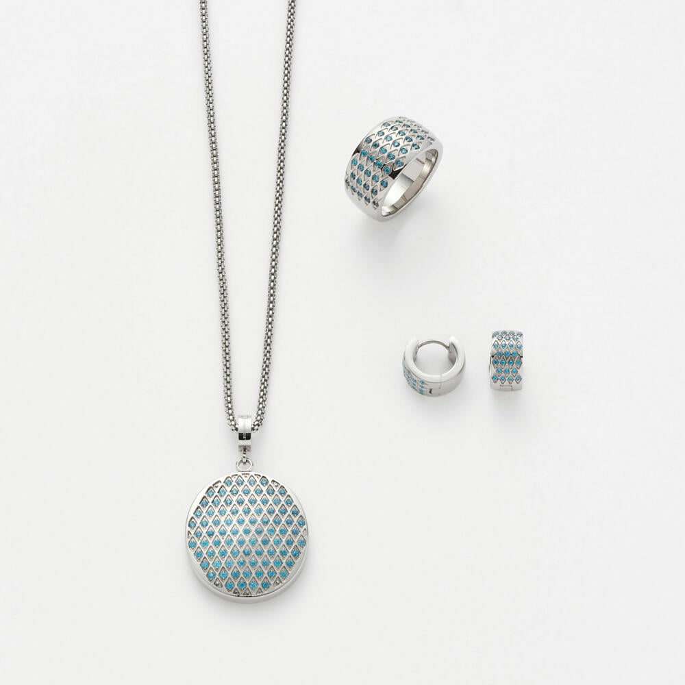 Leonardo Jewels Rombo Ring 17, Fingerring, Finger Schmuck, Edelstahl, Kristallsteine, Hellblau, 2.2 cm, 016804