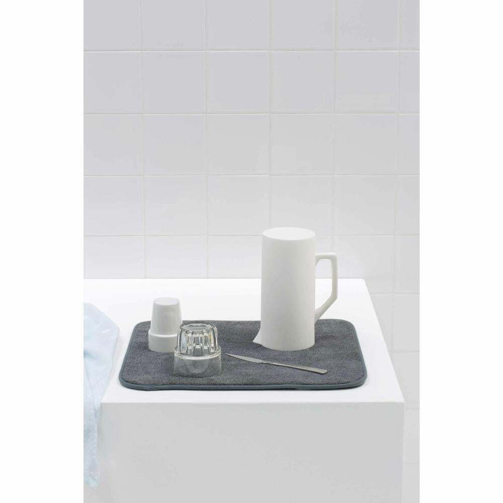 Brabantia Mikrofaser Trockenmatte, Geschirrmatte, Geschirrablage, Microfaser, Dark Grey, 117626