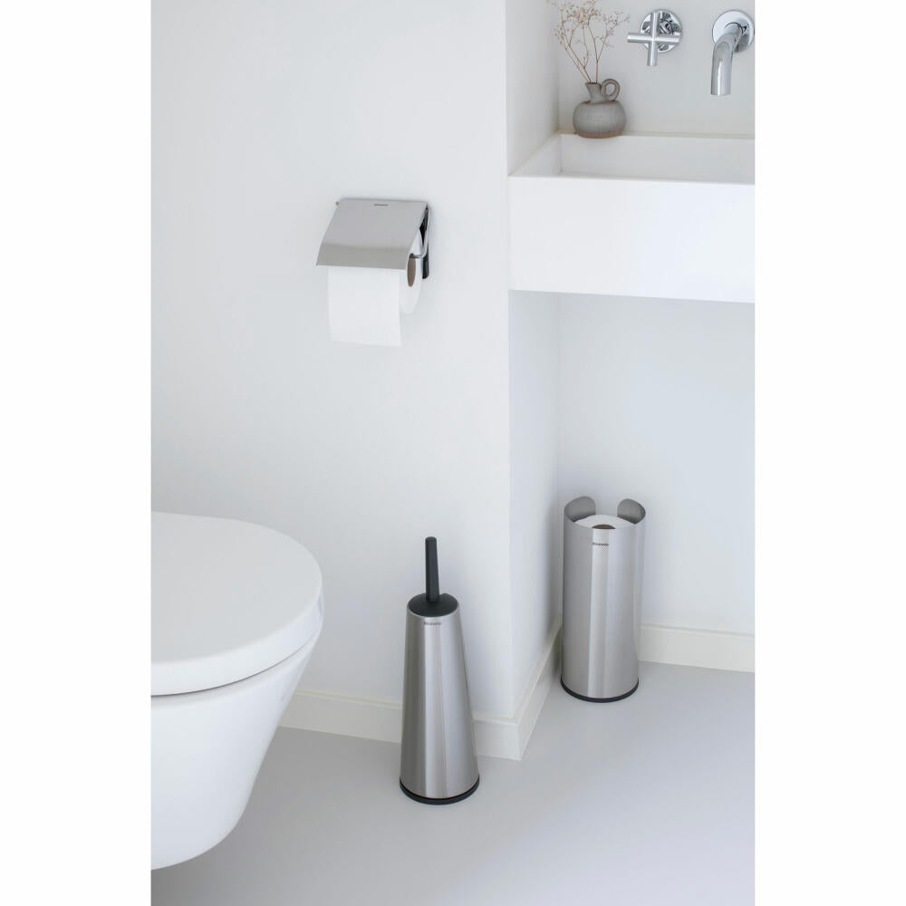 Brabantia Toilettenzubehör-Set ReNew 3-tlg., Bürste, Spender, Rollenhalter, Stahl, Kunststoff, Matt Steel, 280665