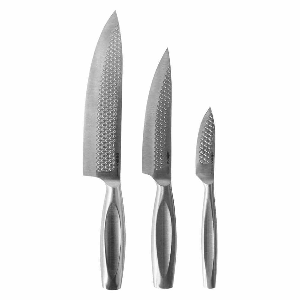 Boska Küchenmesser-Set Monaco+ 3-tlg., Kochmesser, Schälmesser, Edelstahl, Silber, 307132