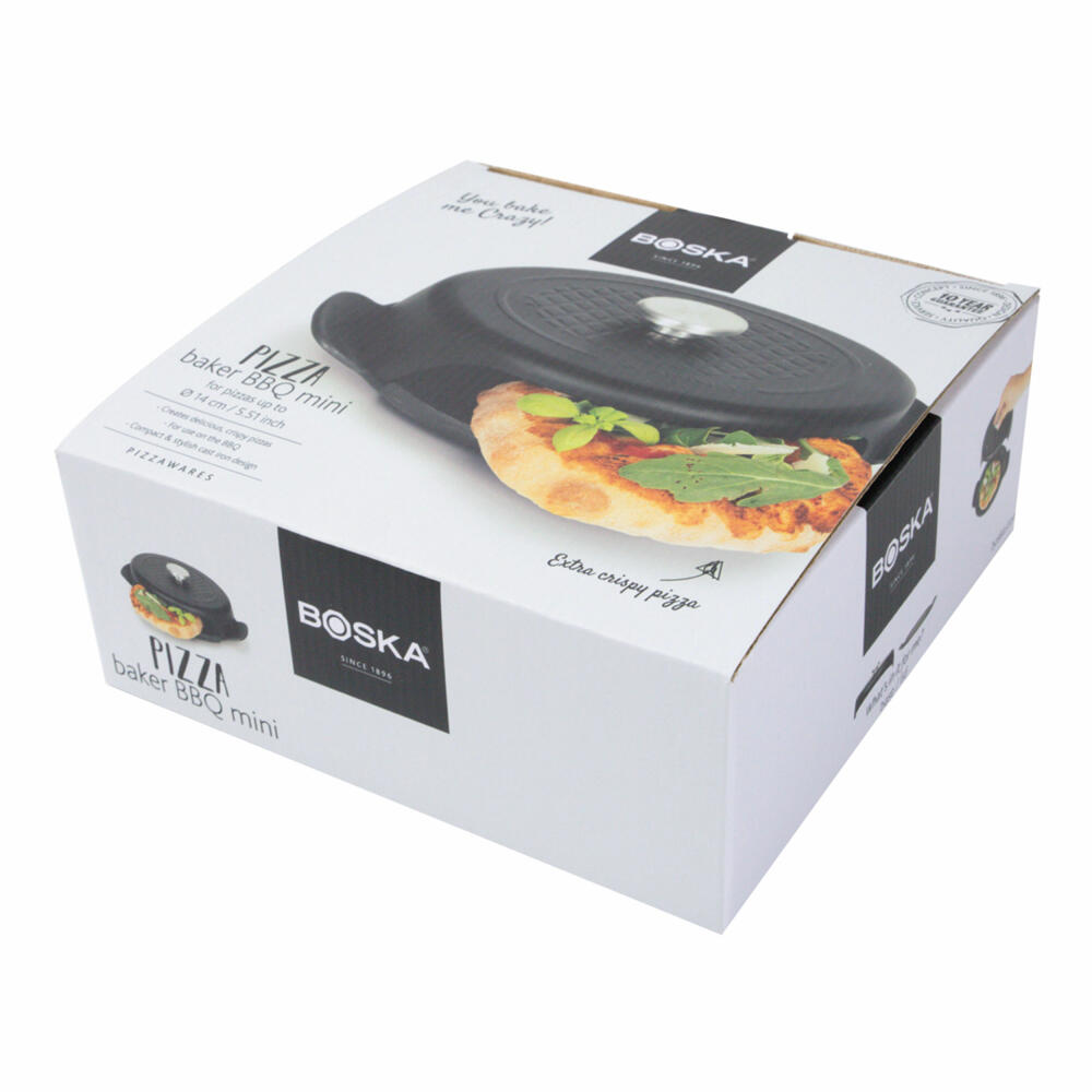 Boska Pizza Baker BBQ Mini, Mini-Pizzaofen, für Pizza auf dem Grill, Gusseisen, Schwarz, 19 cm, 320502