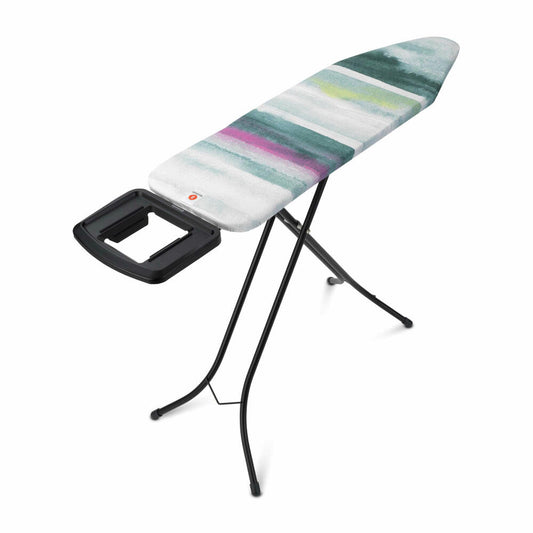 Brabantia Streckmetall Bügeltisch mit Dampfstopmulde Solide, Bügel Tisch, Bügelbrett, Morning Breeze / Black, 124 x 38 cm, 118340