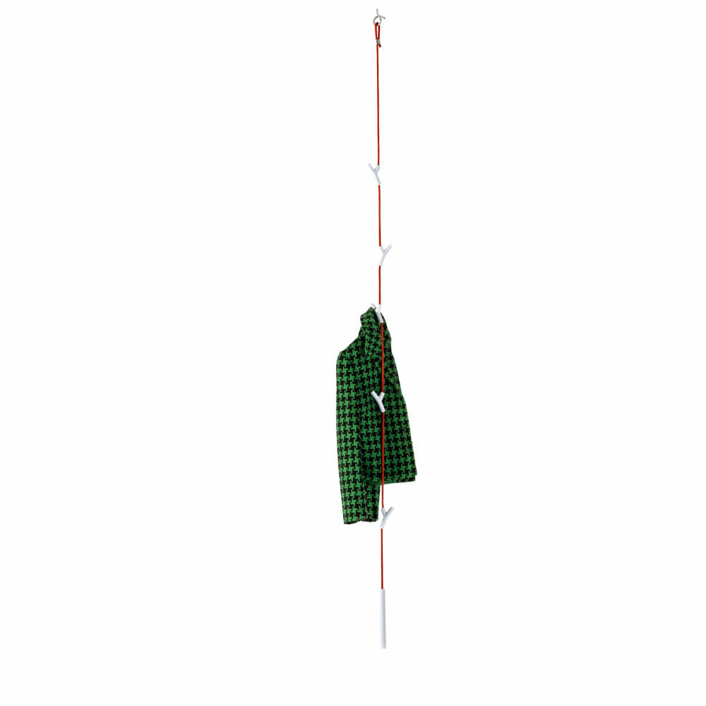 Authentics Wardrope coat rack, hanging rope coat rack, polyamide, zamak, red rope, 4 white hooks, 8085622