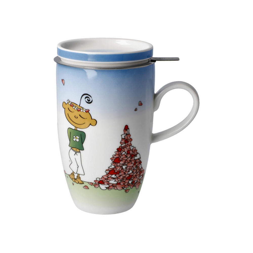 Goebel Teetasse mit Deckel und Sieb Der kleine Yogi - Für Dich gesammelt, Becher, Fine Bone China, Bunt, 450 ml, 54102821
