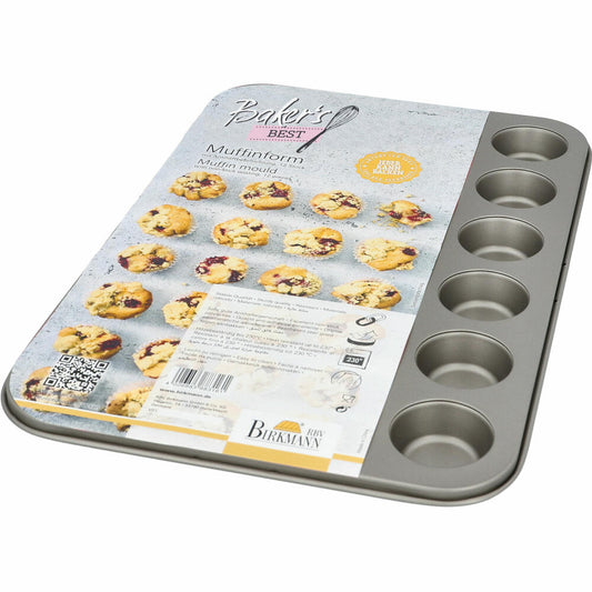 Birkmann Bakers Best Mini Muffin Tin, for 24 pieces, Baking Tin, Muffin Tray, Baking Tray, Carbon Steel, 38.5 x 26 cm, 886179