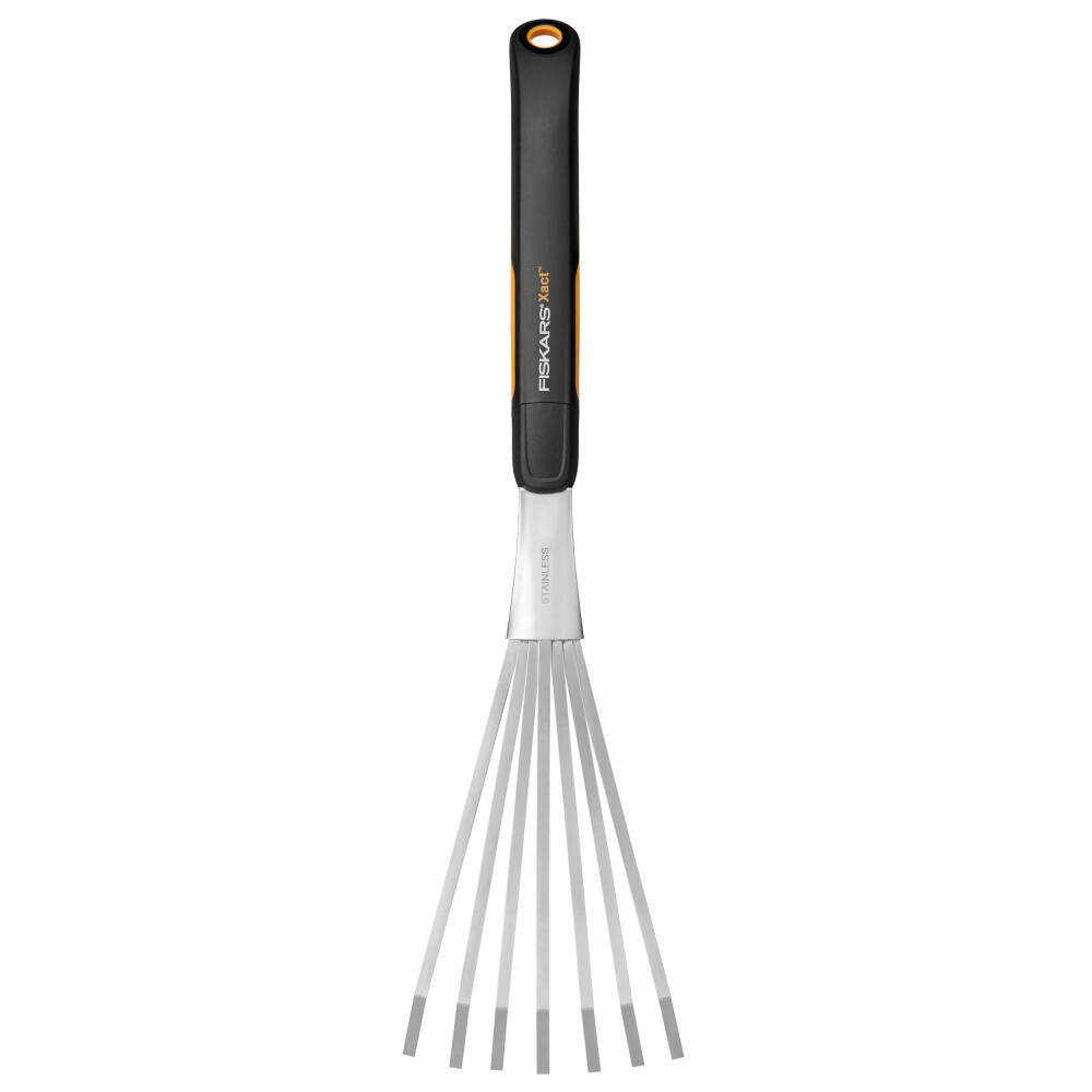 Fiskars Xact Hand Fan Broom, Garden Rake, Fan Rake, Stainless Steel, Plastic, Black, Orange, 1027044